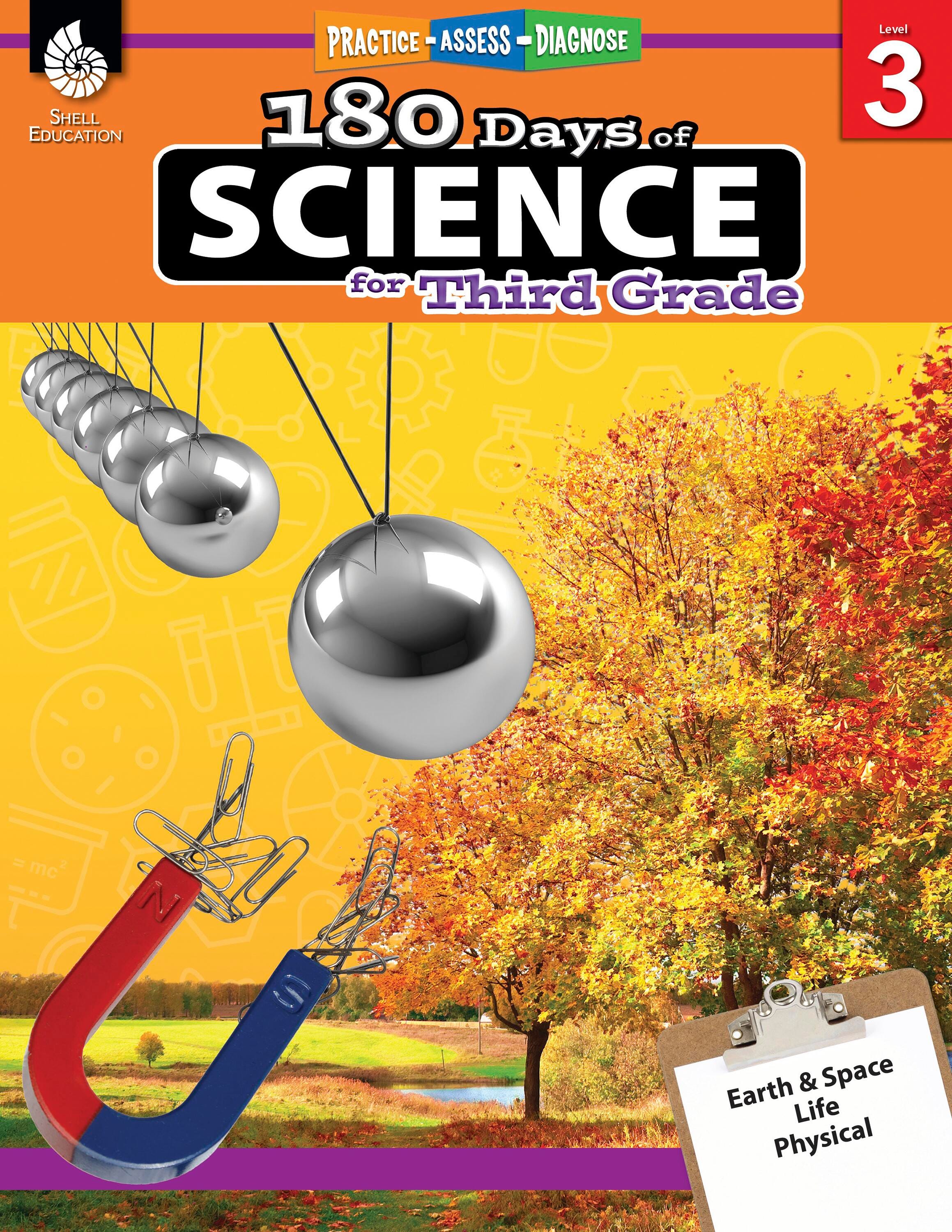 Shell Education 180 Days of Science Daily Practice Workbook, 3rd Grade